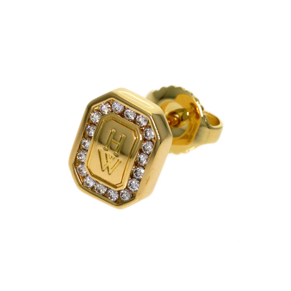 Harry Winston Logo Diamond Single Earring, 18K Yellow Gold, Women's.